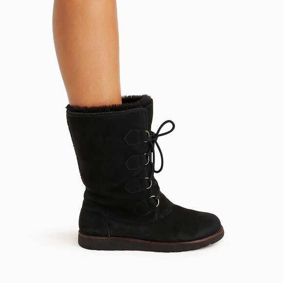 UGG Black Snow Boots Lace Up Size 9 - Picture 1 of 7